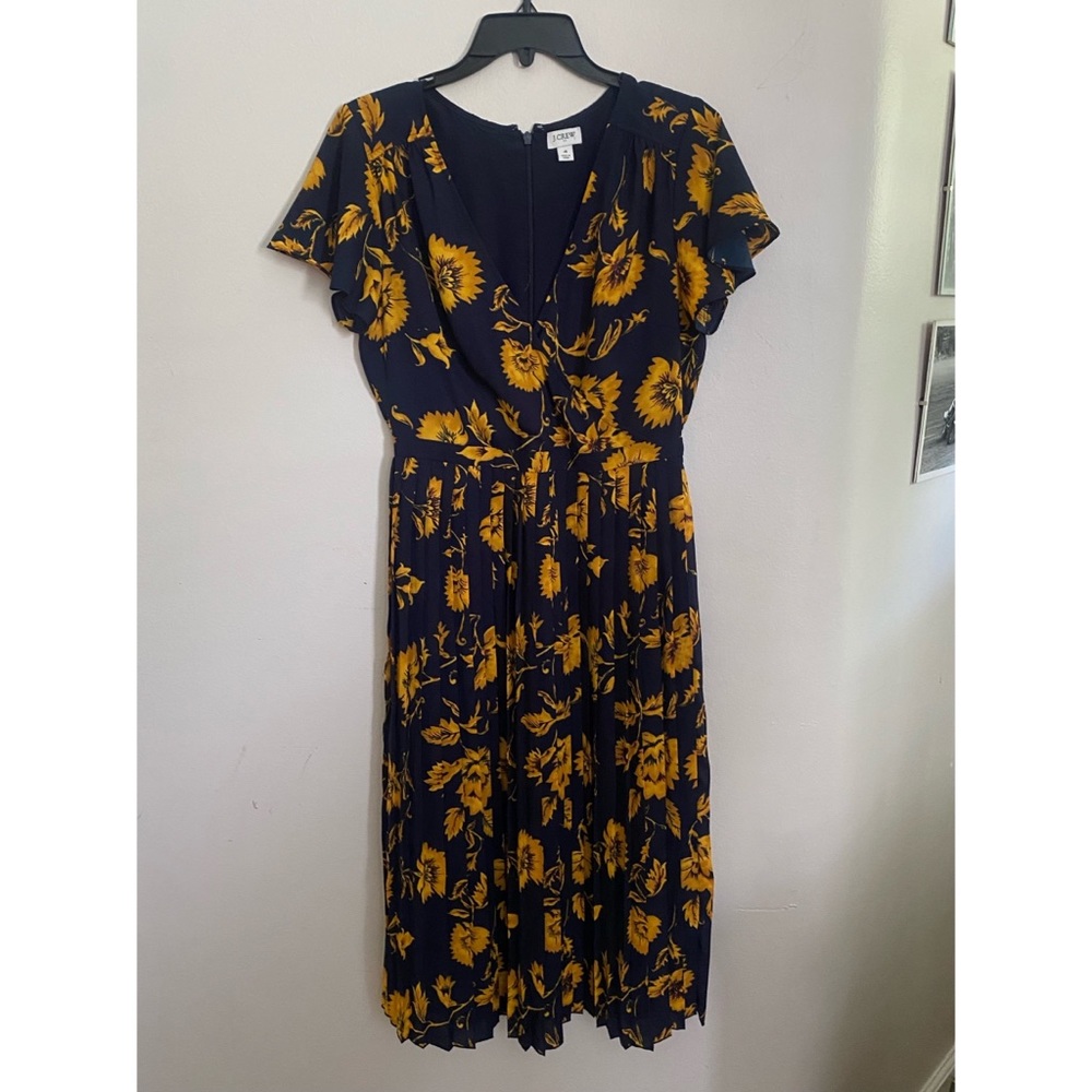 Sz 4 Crew Factory Sunflower Dress - Navy & Yellow